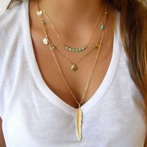 Gorgeous gold feather necklace